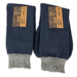 Lamb's Wool Blend Socks NEW Men's US 10-13‎ Lot of 2 Blue Calf Length 1397